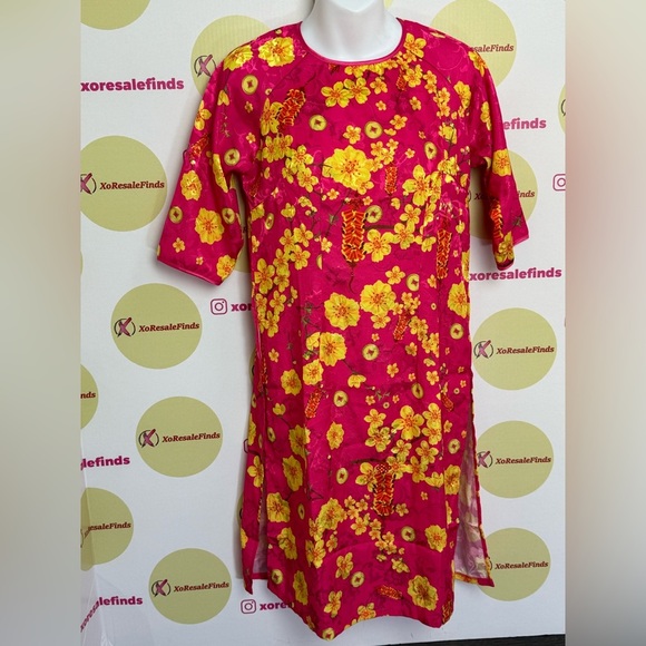 Floral Pink and Yellow Dress - Picture 2 of 7